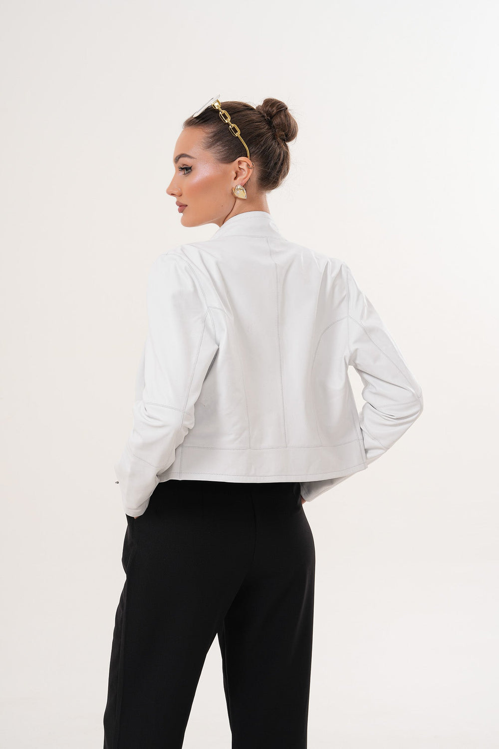 The Elvaris Reversible White Leather Jacket - Vinci Leather