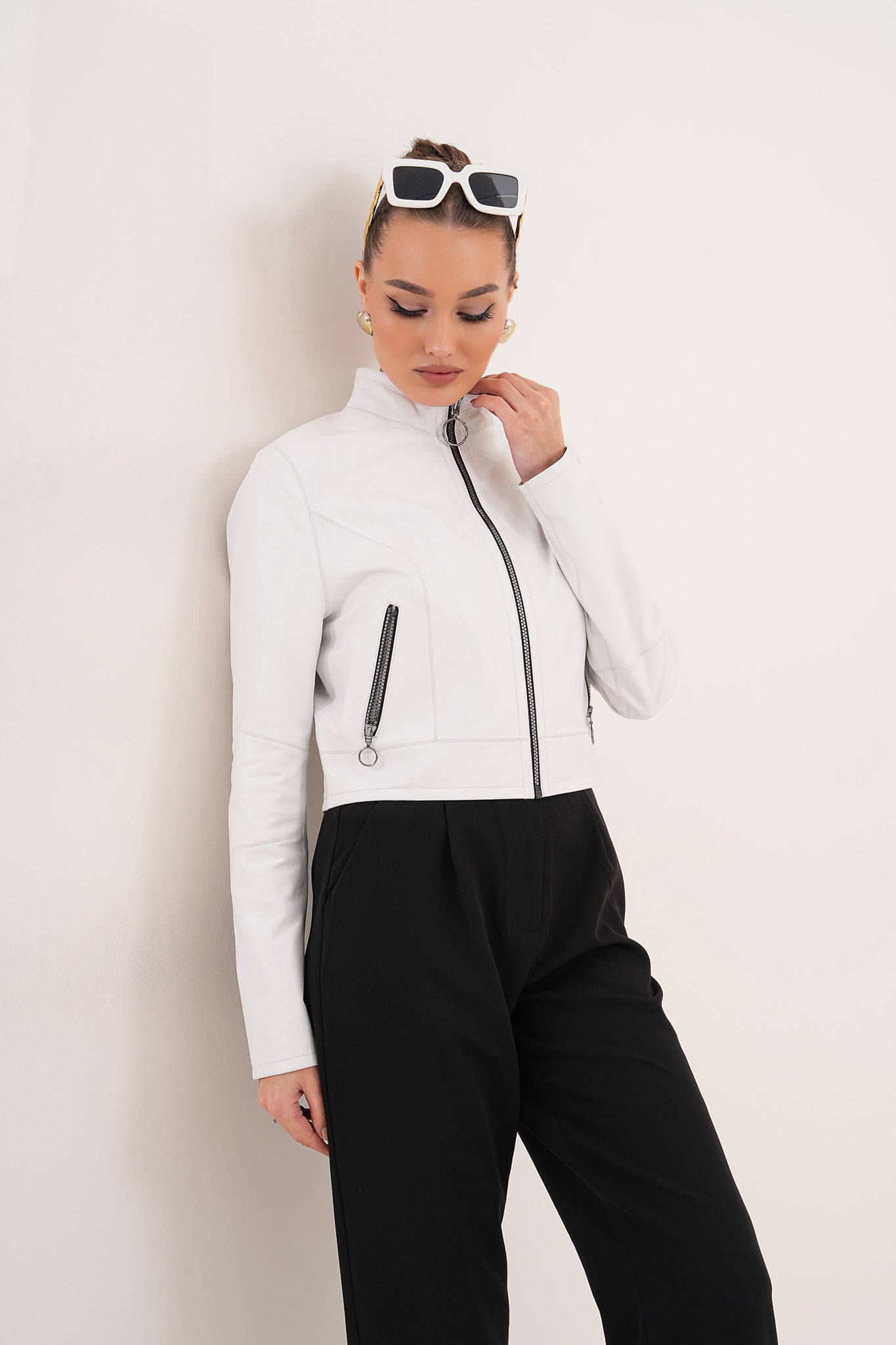 The Elvaris Reversible White Leather Jacket - Vinci Leather