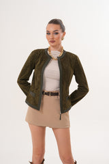 The Nyvessa Reversible Leather Jacket – Olive Green - Vinci Leather