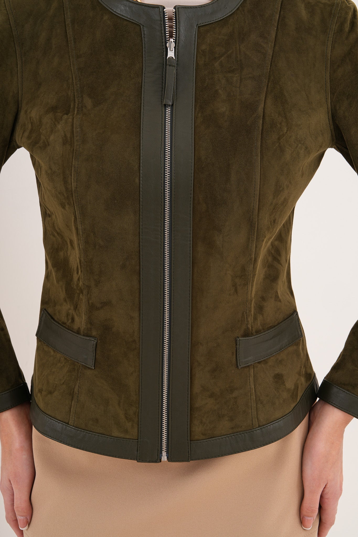 The Nyvessa Reversible Leather Jacket – Olive Green - Vinci Leather