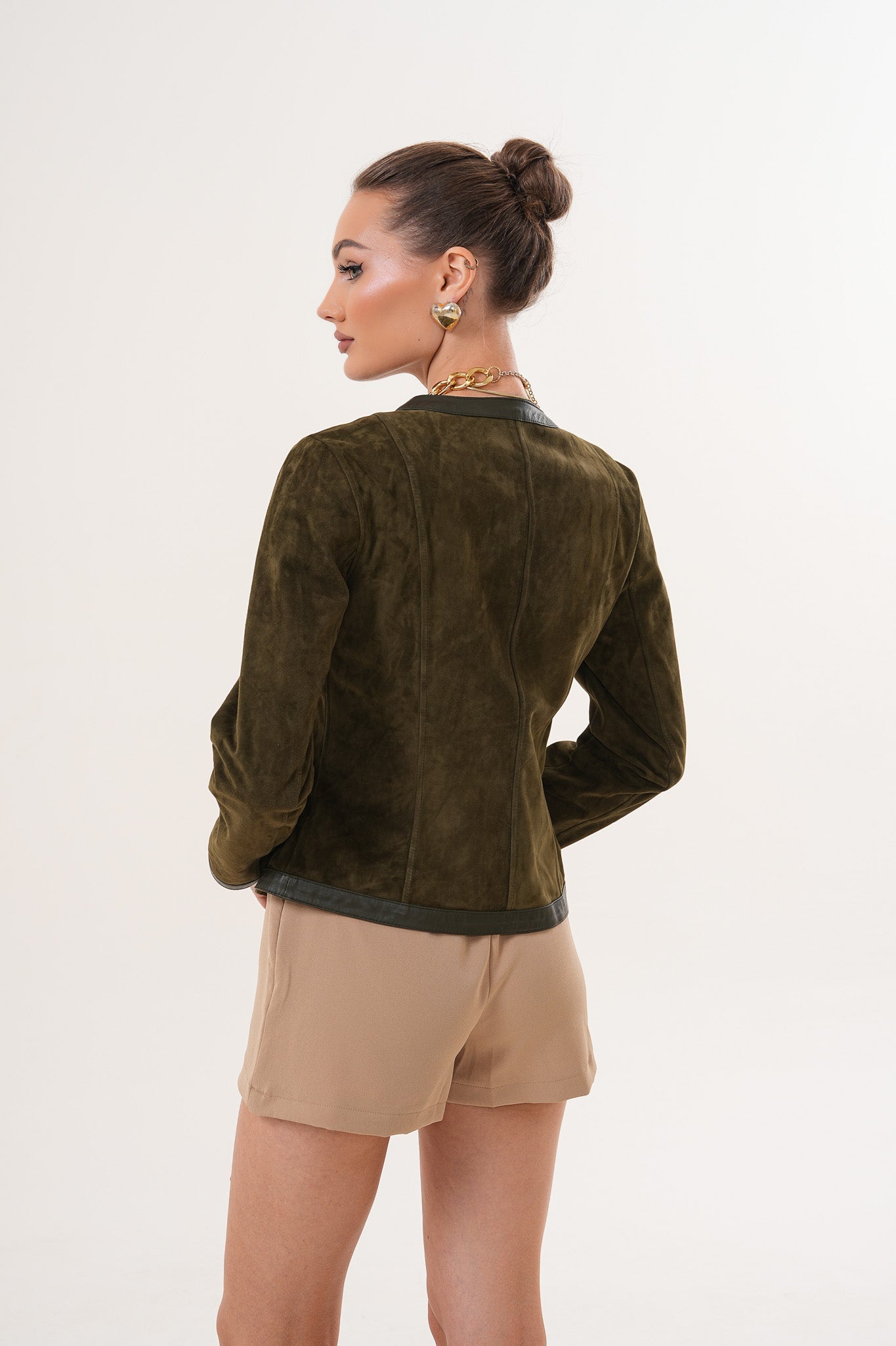 The Nyvessa Reversible Leather Jacket – Olive Green - Vinci Leather