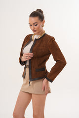 The Nyvessa Reversible Brown Suede Dark Brown Leather Jacket - Vinci Leather