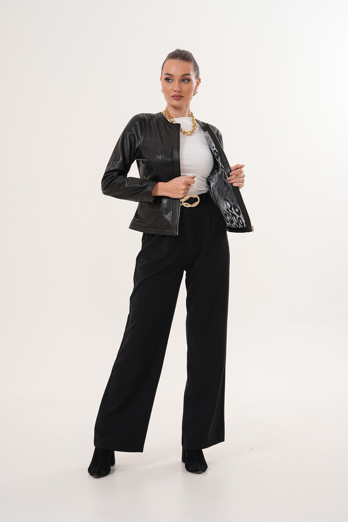The Nyvessa Black Leather Jacket - Vinci Leather
