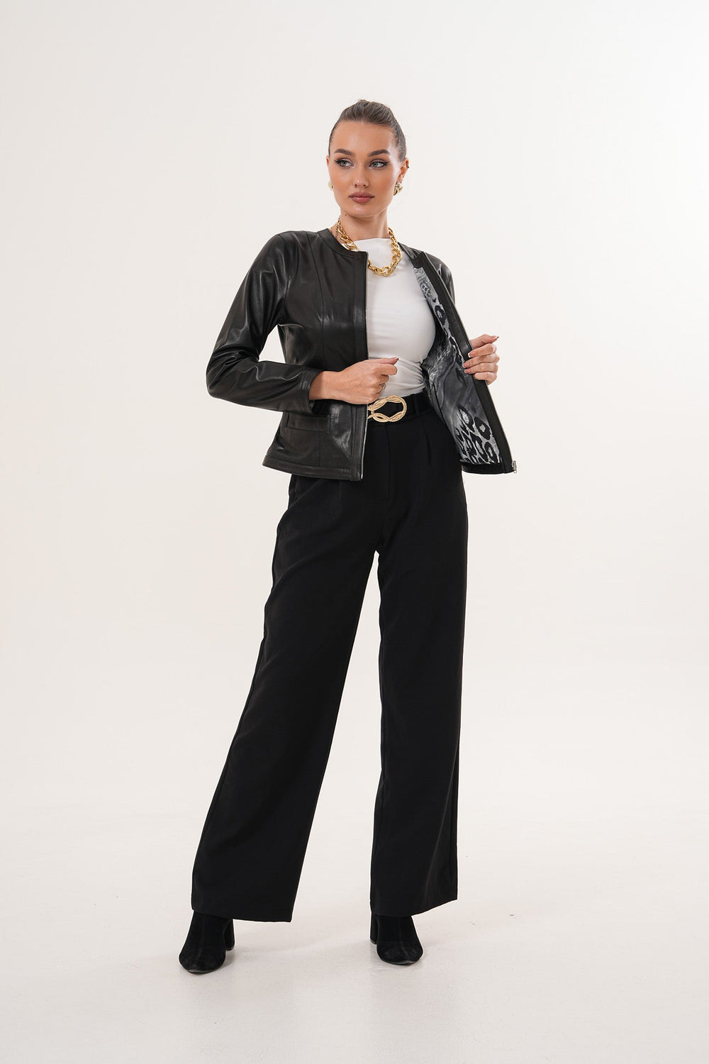 The Nyvessa Black Leather Jacket - Vinci Leather
