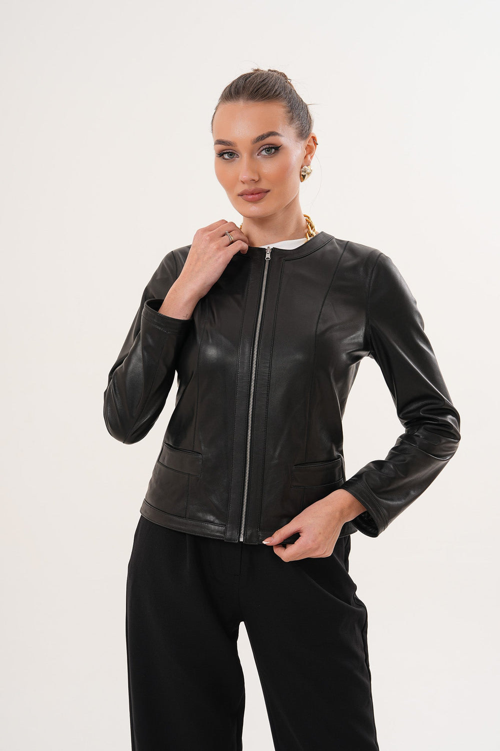 The Nyvessa Black Leather Jacket - Vinci Leather
