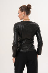 The Nyvessa Black Leather Jacket - Vinci Leather