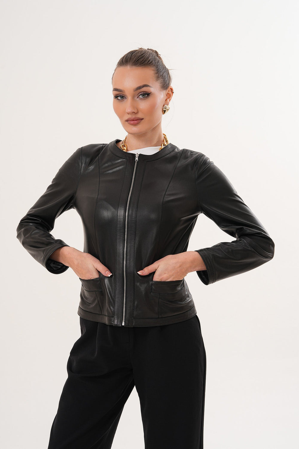 The Nyvessa Black Leather Jacket - Vinci Leather