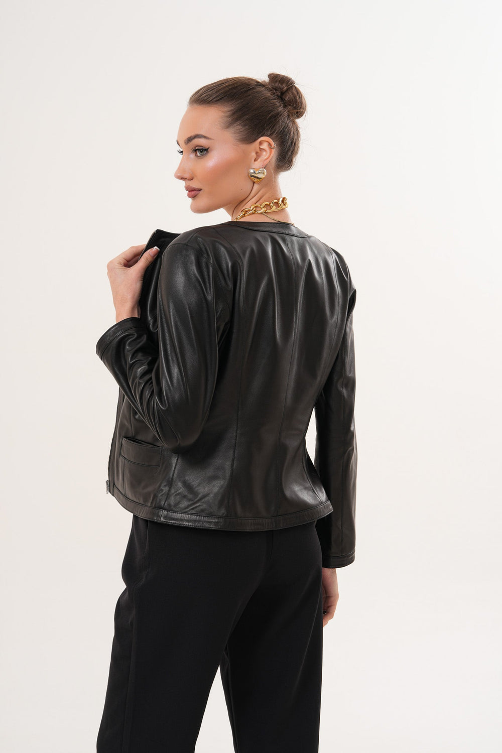 The Nyvessa Black Leather Jacket - Vinci Leather