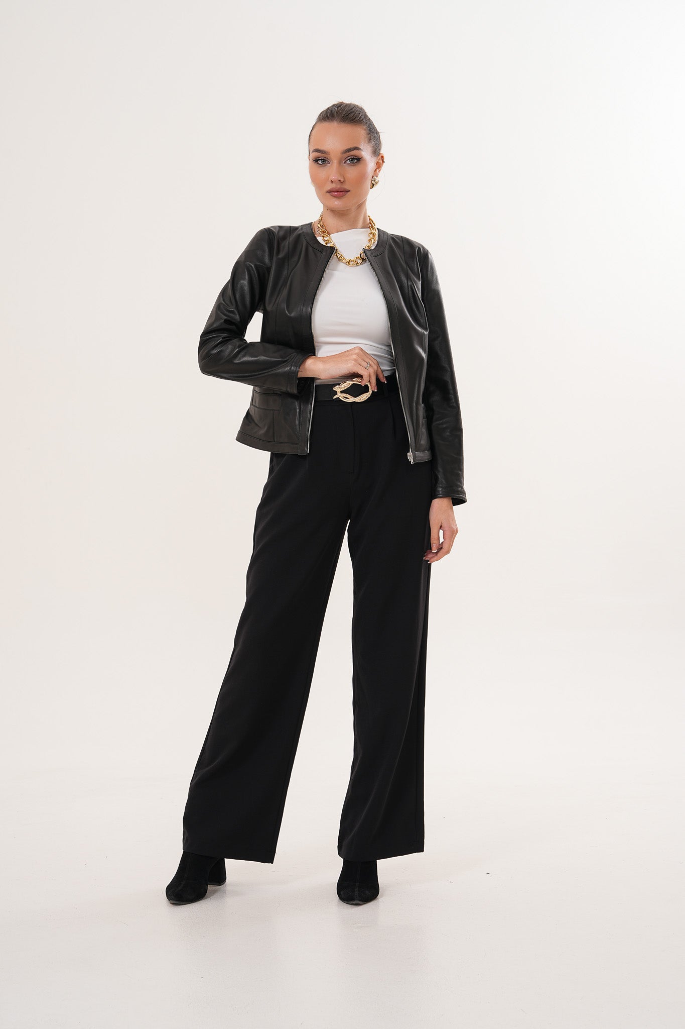 The Nyvessa Black Leather Jacket - Vinci Leather