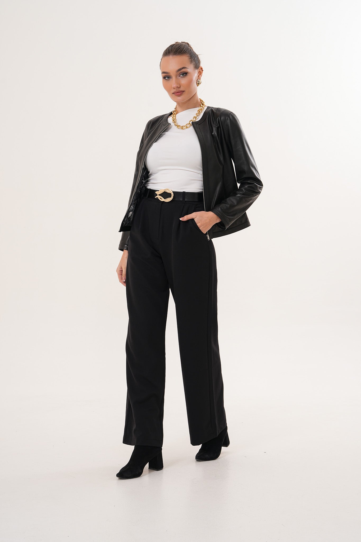 The Nyvessa Black Leather Jacket - Vinci Leather