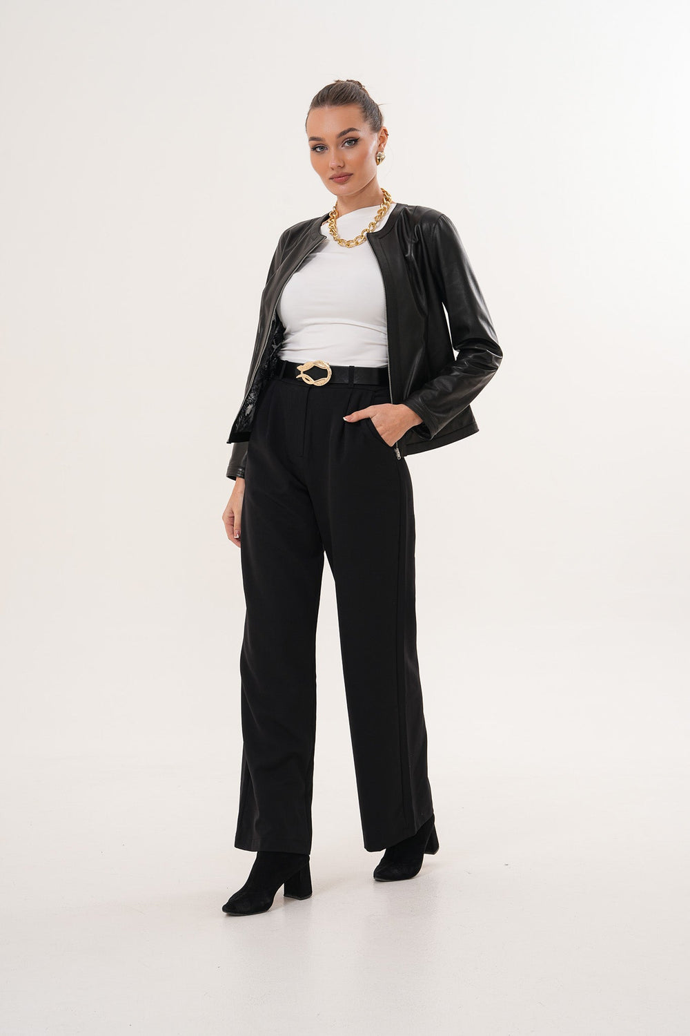 The Nyvessa Black Leather Jacket - Vinci Leather