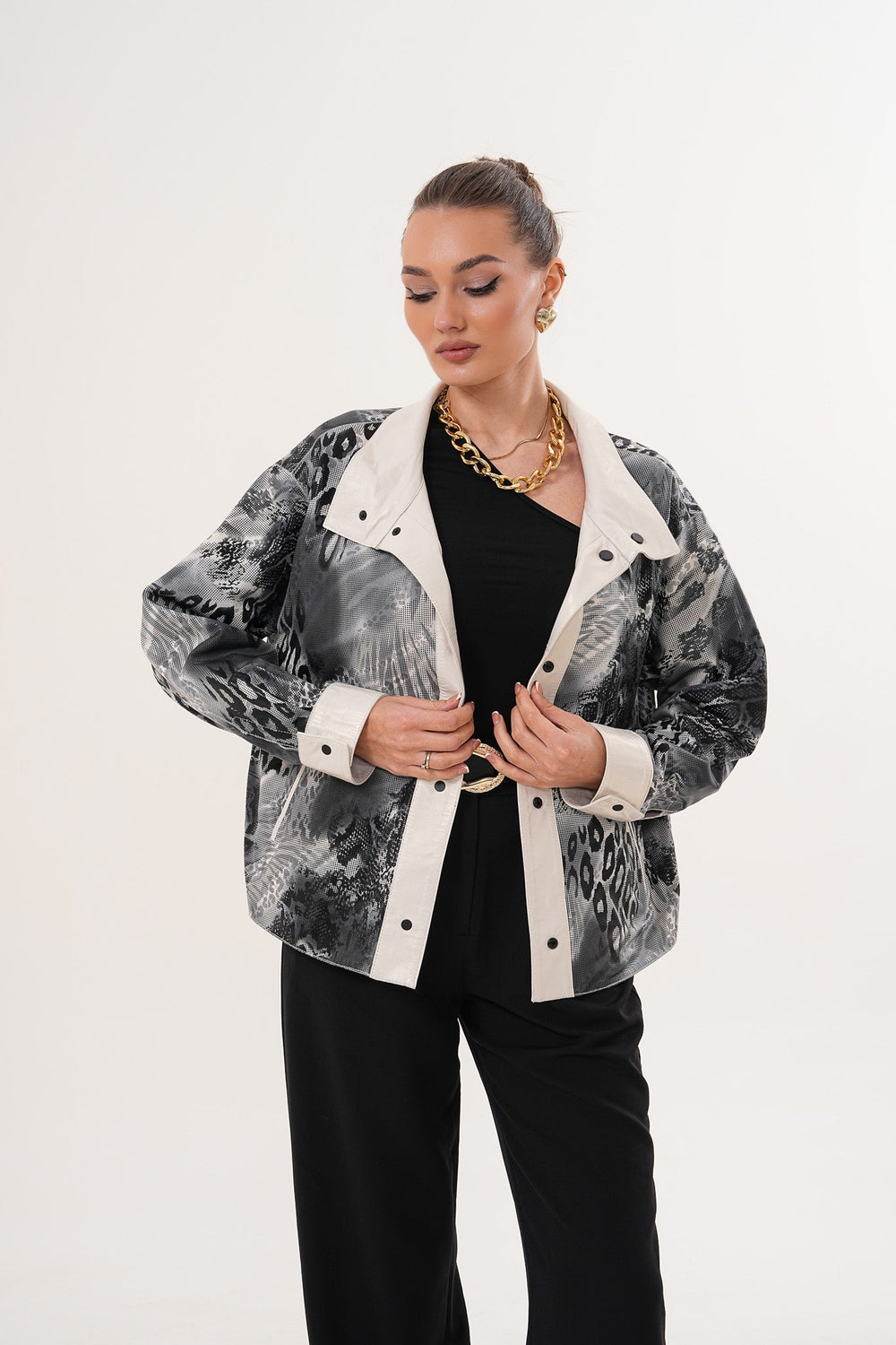 The Velmira Reversible Ivory Leather Jacket - Vinci Leather