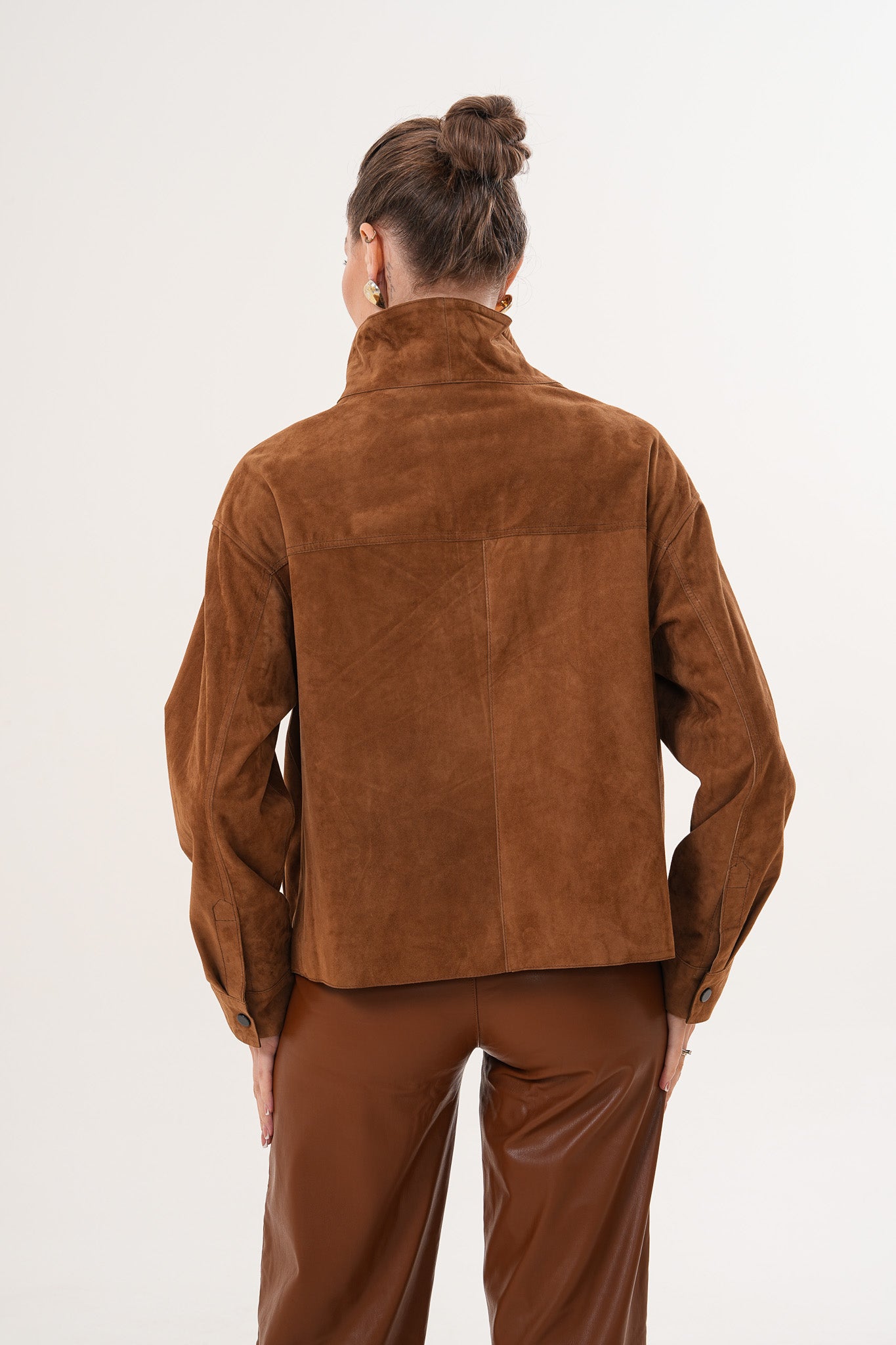 The Ravessa Reversible Brown Suede Leather Jacket - Vinci Leather