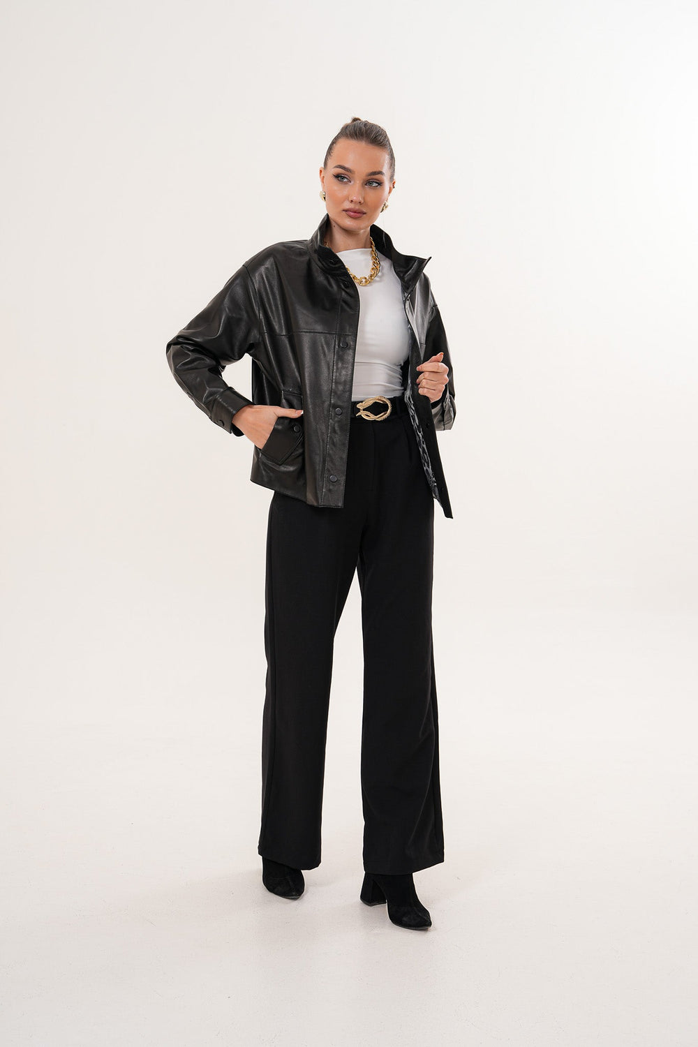 The Ravessa Reversible Black Leather Jacket - Vinci Leather