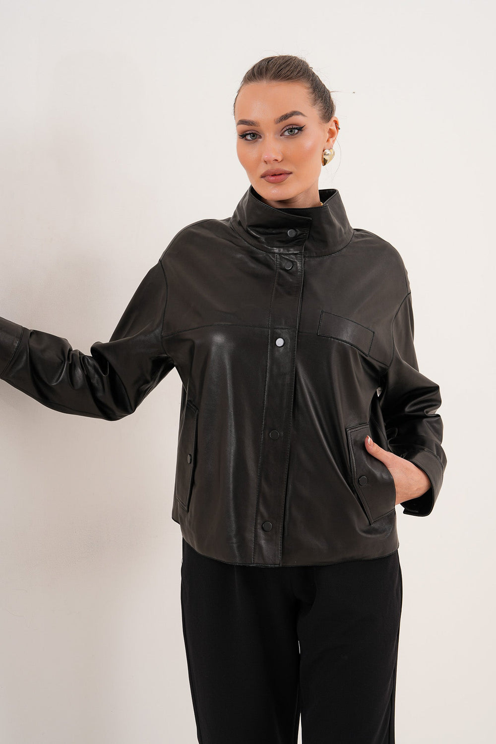 The Ravessa Reversible Black Leather Jacket - Vinci Leather