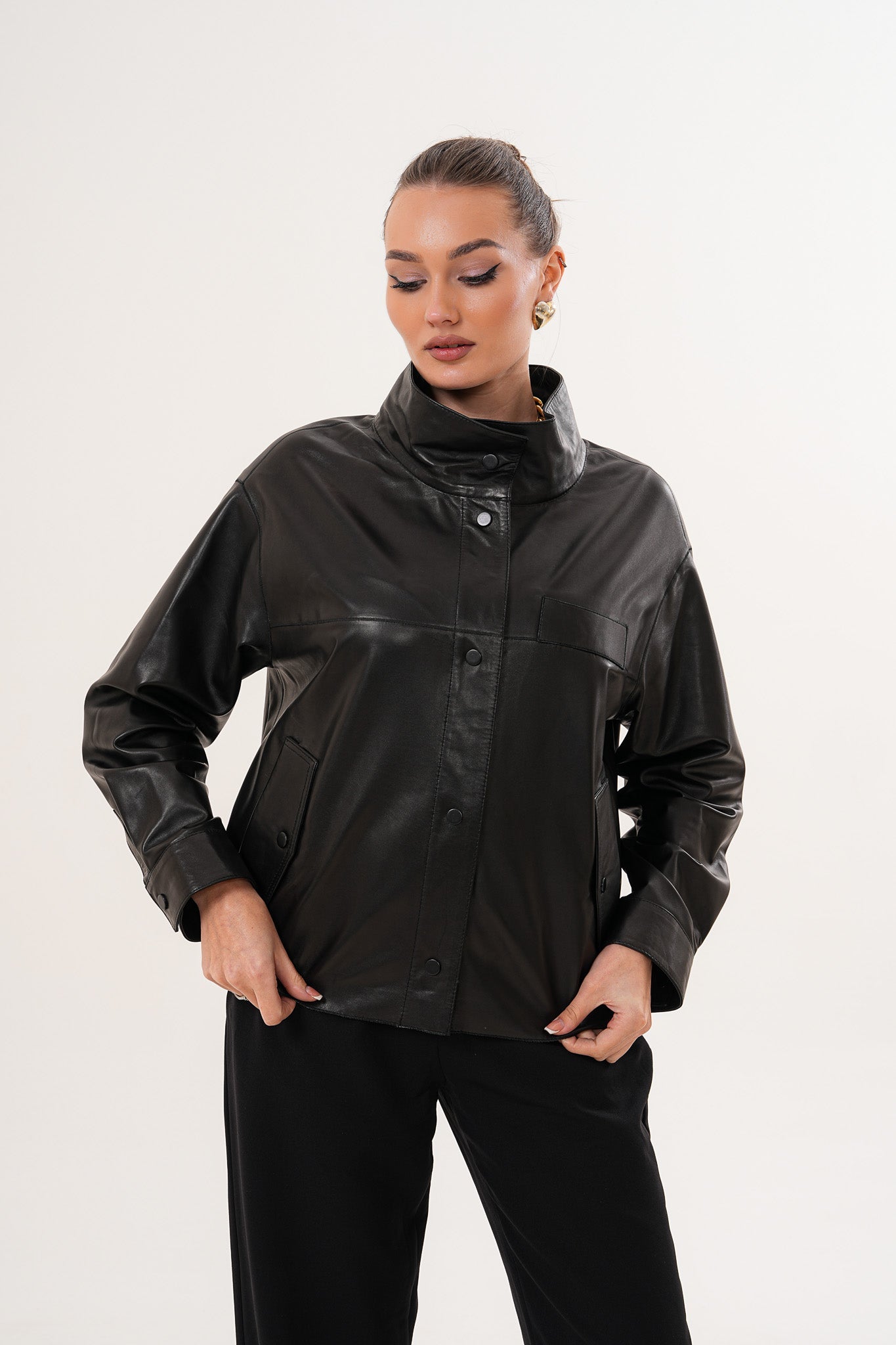 The Ravessa Reversible Black Leather Jacket - Vinci Leather