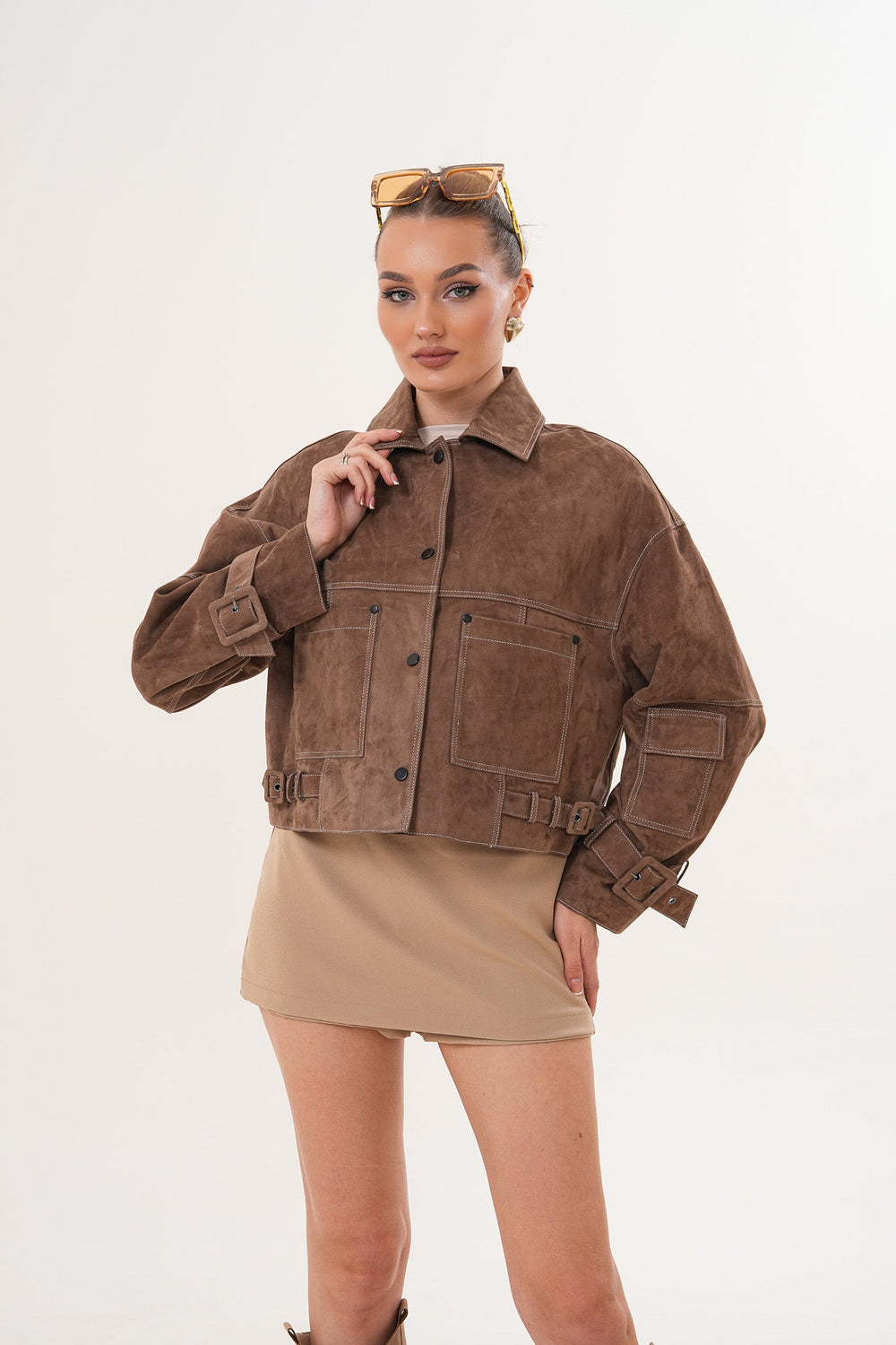 The Velmira Reversible Brown Suede Leather Jacket - Vinci Leather