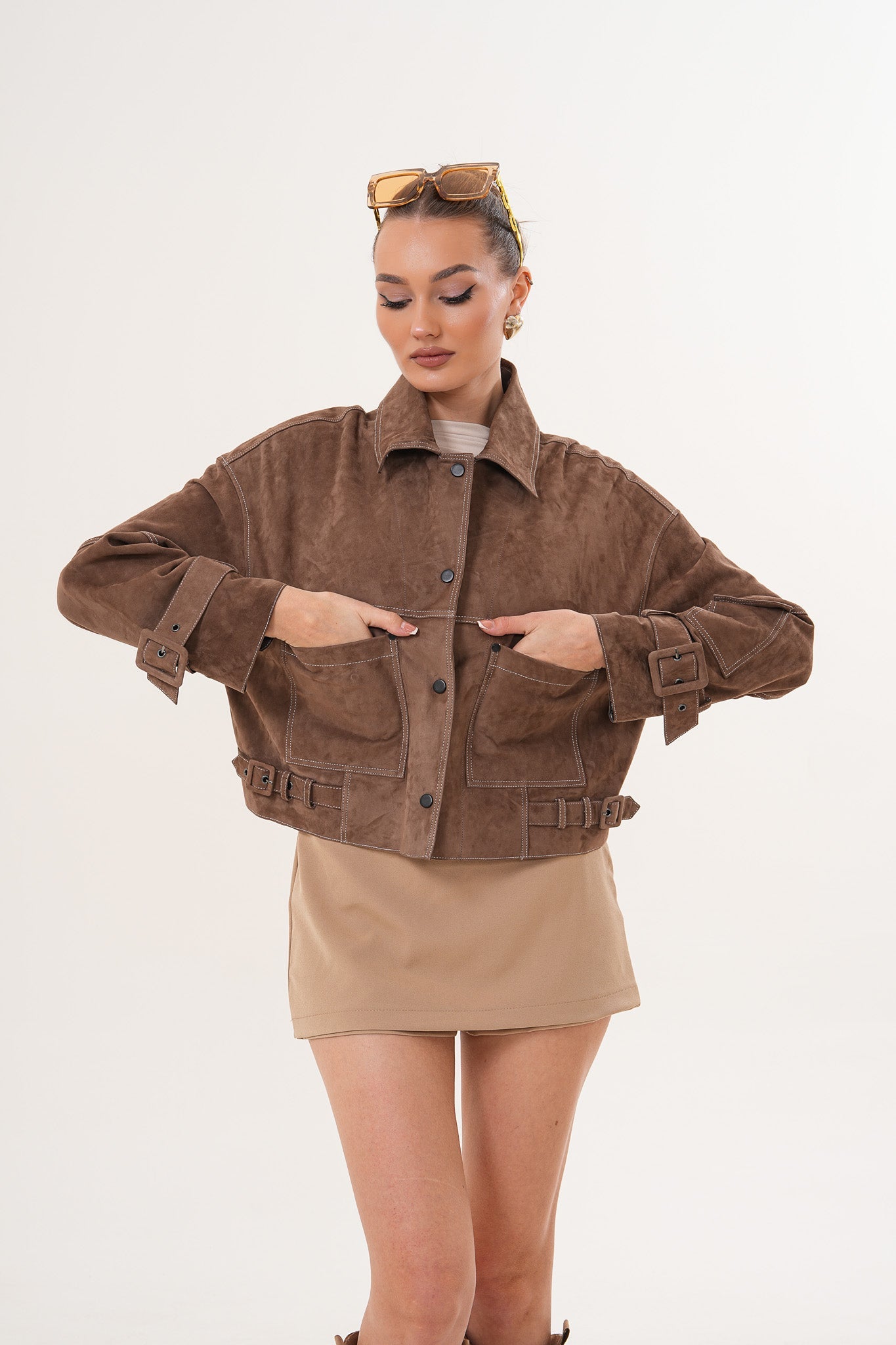 The Velmira Reversible Brown Suede Leather Jacket - Vinci Leather