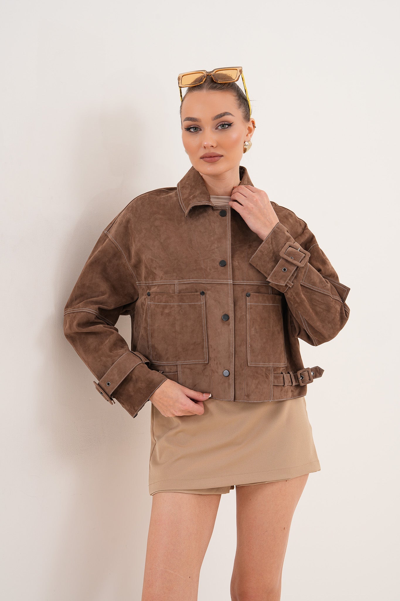 The Velmira Reversible Brown Suede Leather Jacket - Vinci Leather