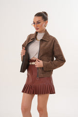 Elvoria Reversible Leather Jacket – Taupe \/ Suede Brown - Vinci Leather