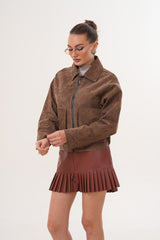 Elvoria Reversible Leather Jacket – Taupe \/ Suede Brown - Vinci Leather