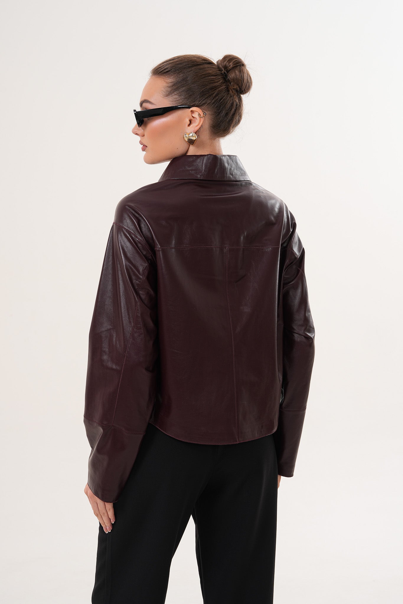 The Elvoria Reversible Burgundy Leather Jacket - Vinci Leather