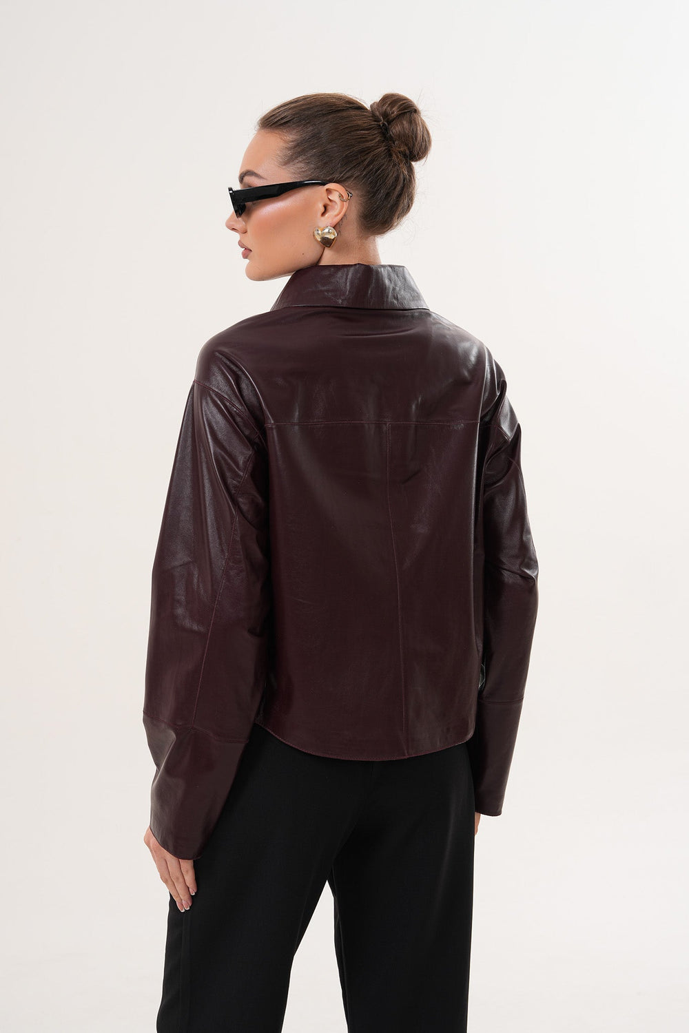 The Elvoria Reversible Burgundy Leather Jacket - Vinci Leather