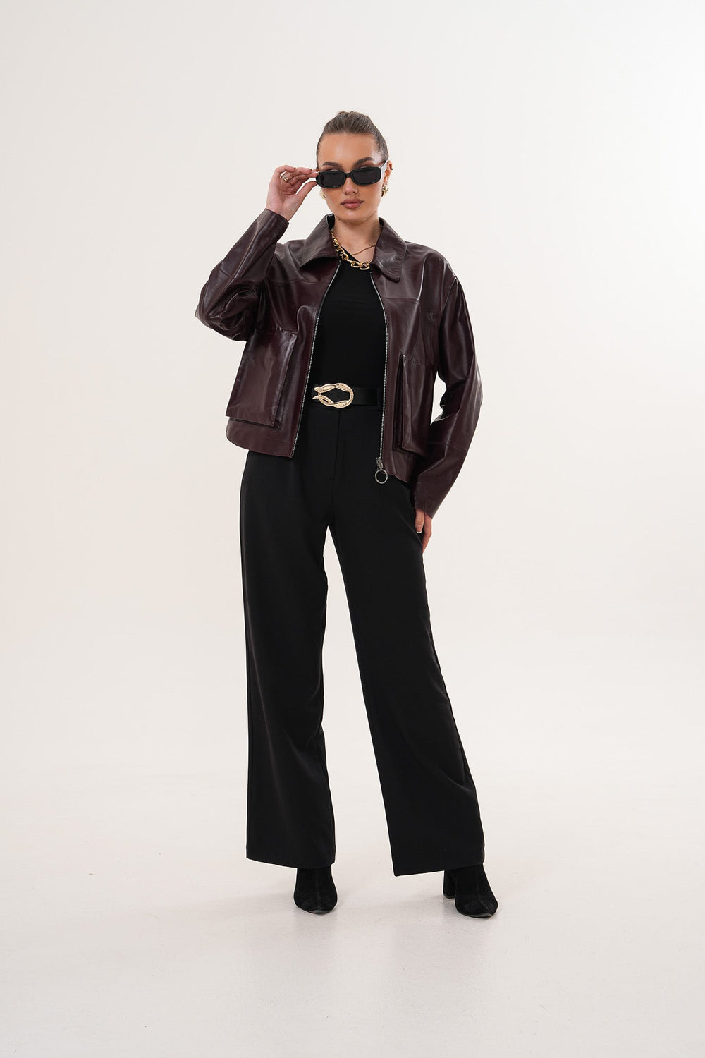 The Elvoria Reversible Burgundy Leather Jacket - Vinci Leather