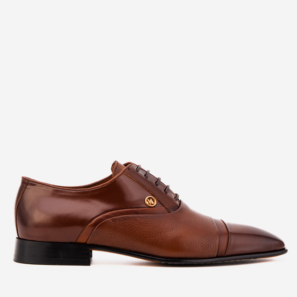 The Rockwell Handmade Tan Leather Cap Toe Oxford Shoe - Vinci Leather