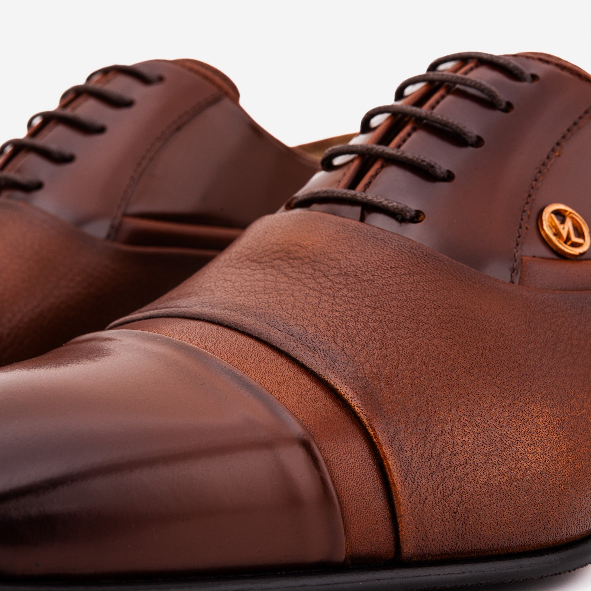 The Rockwell Handmade Tan Leather Cap Toe Oxford Shoe - Vinci Leather