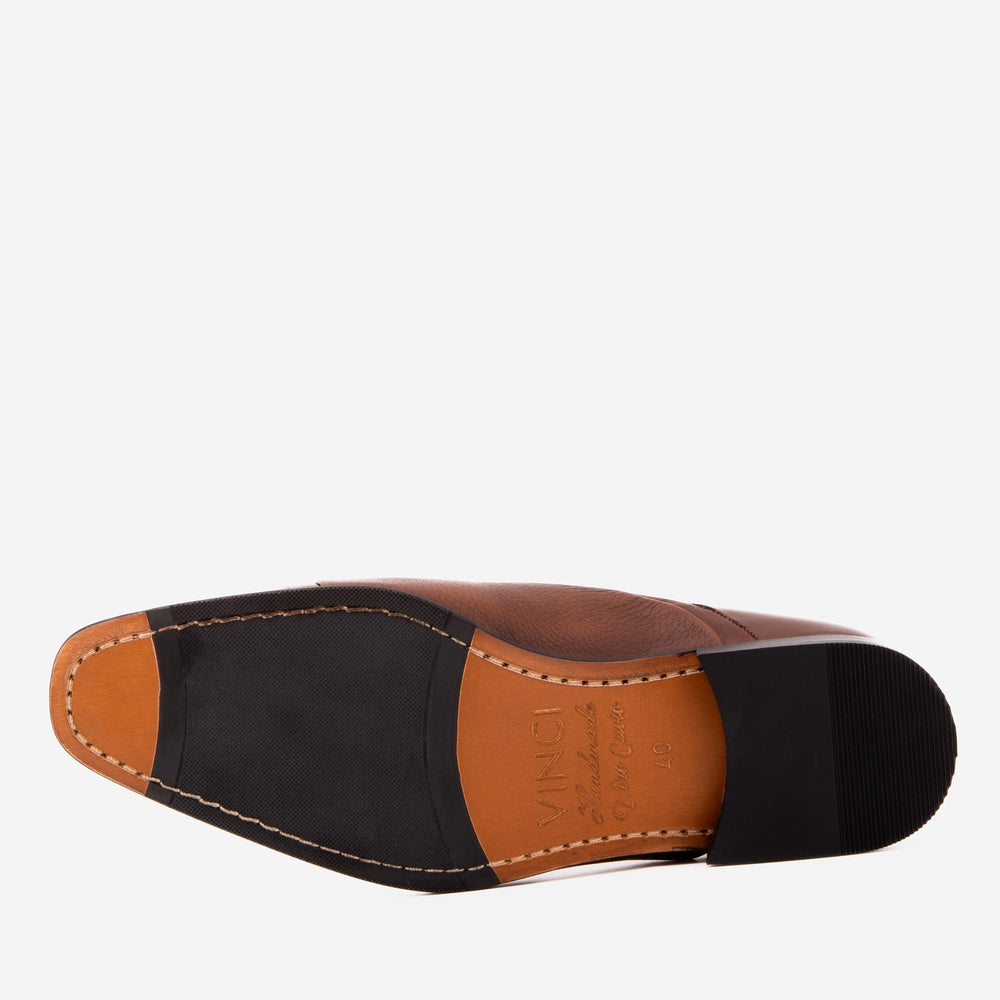 The Rockwell Handmade Tan Leather Cap Toe Oxford Shoe - Vinci Leather