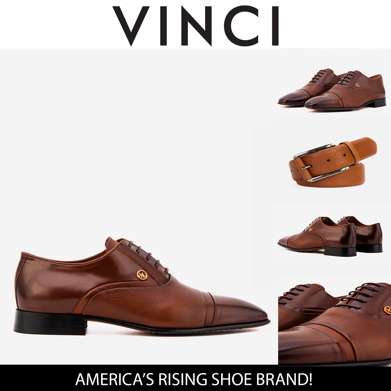The Rockwell Handmade Tan Leather Cap Toe Oxford Shoe - Vinci Leather
