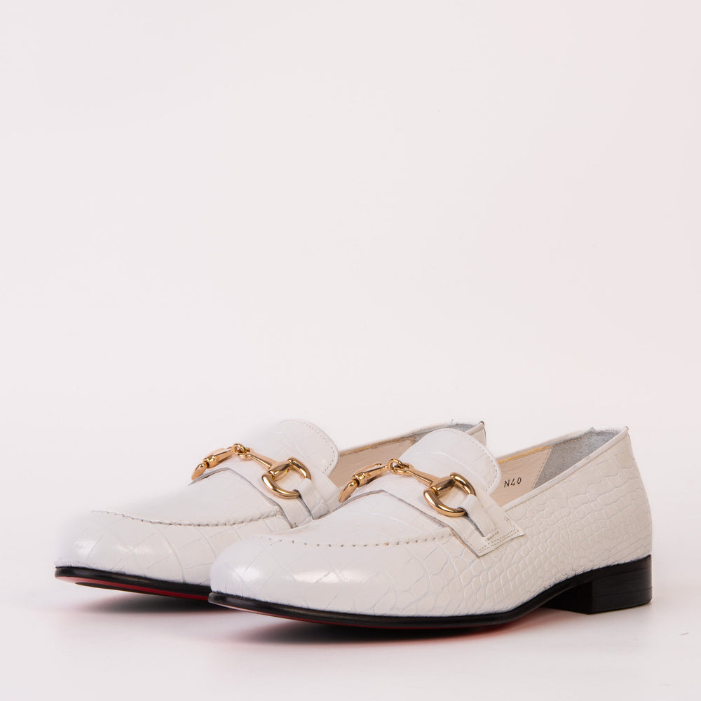 The Monaco White Leather Shoe Bit Loafer - Vinci Leather