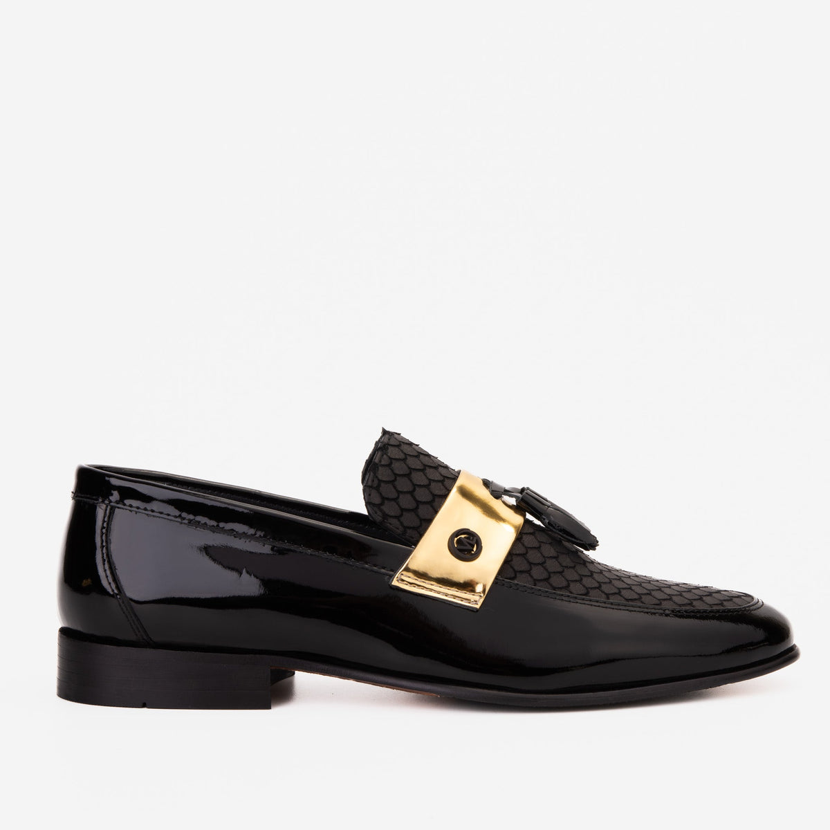 The Imperial Black Gold Leather Dress Shoe - Vinci Leather