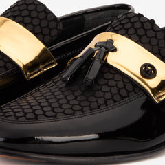 The Imperial Black Gold Leather Dress Shoe - Vinci Leather