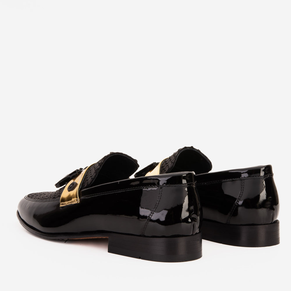 The Imperial Black Gold Leather Dress Shoe - Vinci Leather