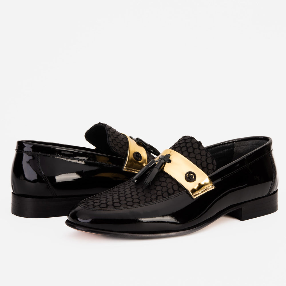 The Imperial Black Gold Leather Dress Shoe - Vinci Leather