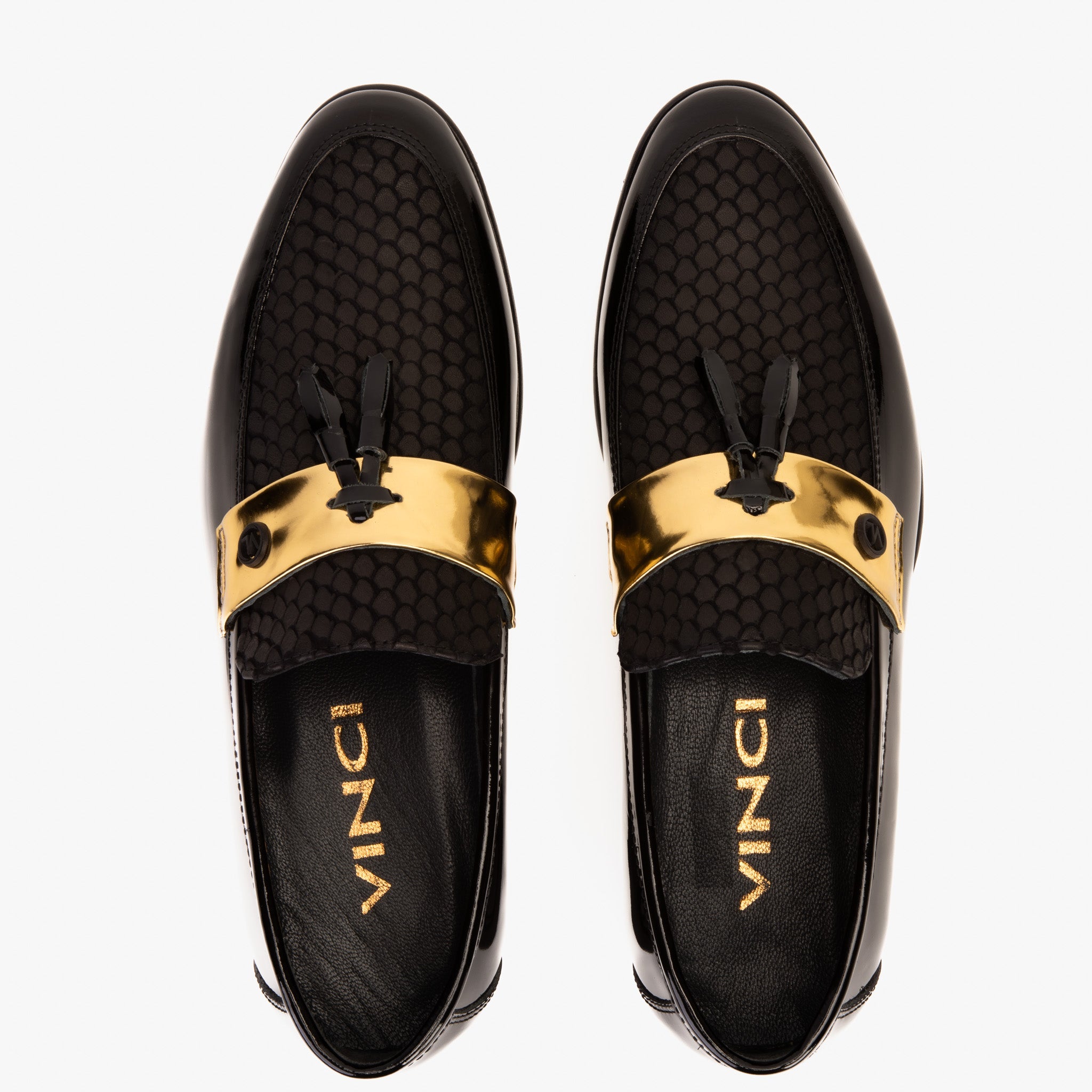 The Imperial Black Gold Leather Dress Shoe - Vinci Leather