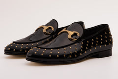 The Jupiter  Shoe Black Spike Leather  Bit Dress Loafer Limited Edition  Shoe - Vinci Leather