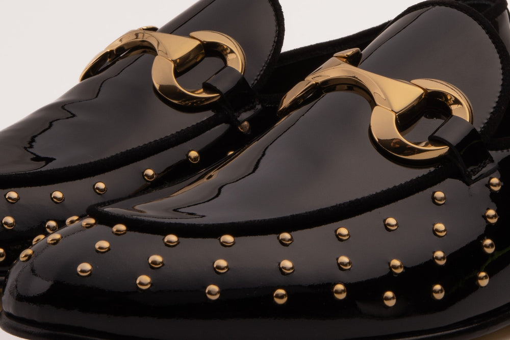 The Jupiter  Shoe Black Spike Leather  Bit Dress Loafer Limited Edition  Shoe - Vinci Leather
