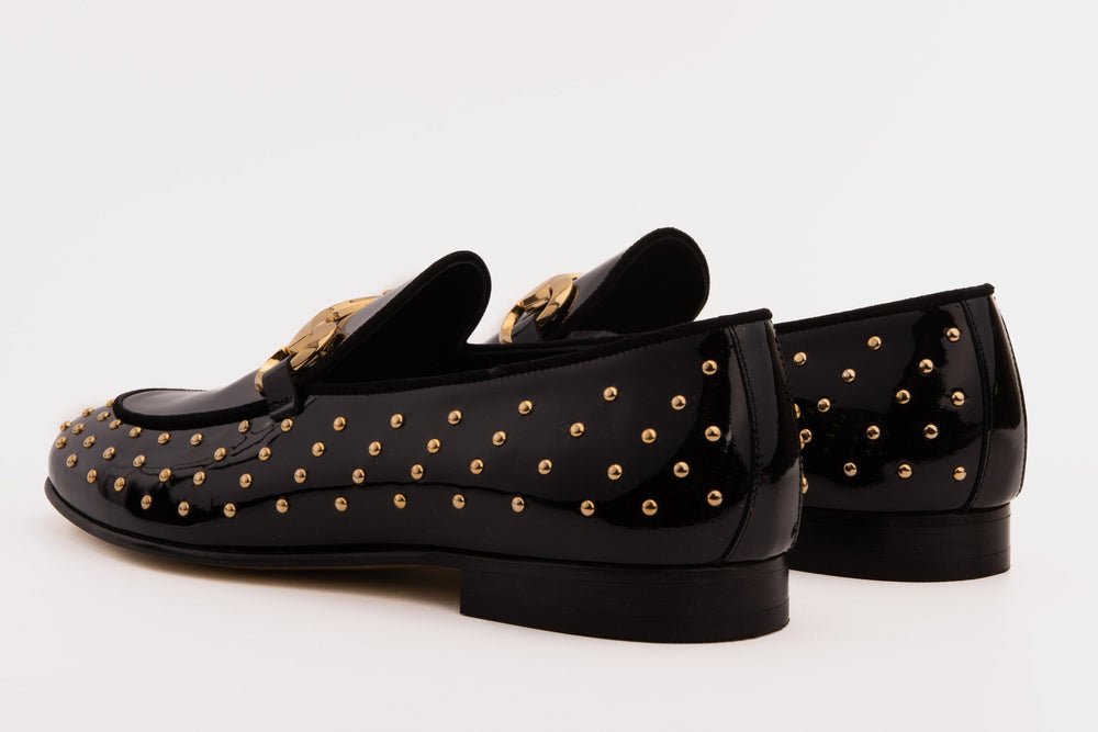 The Jupiter  Shoe Black Spike Leather  Bit Dress Loafer Limited Edition  Shoe - Vinci Leather