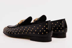 The Jupiter  Shoe Black Spike Leather  Bit Dress Loafer Limited Edition  Shoe - Vinci Leather