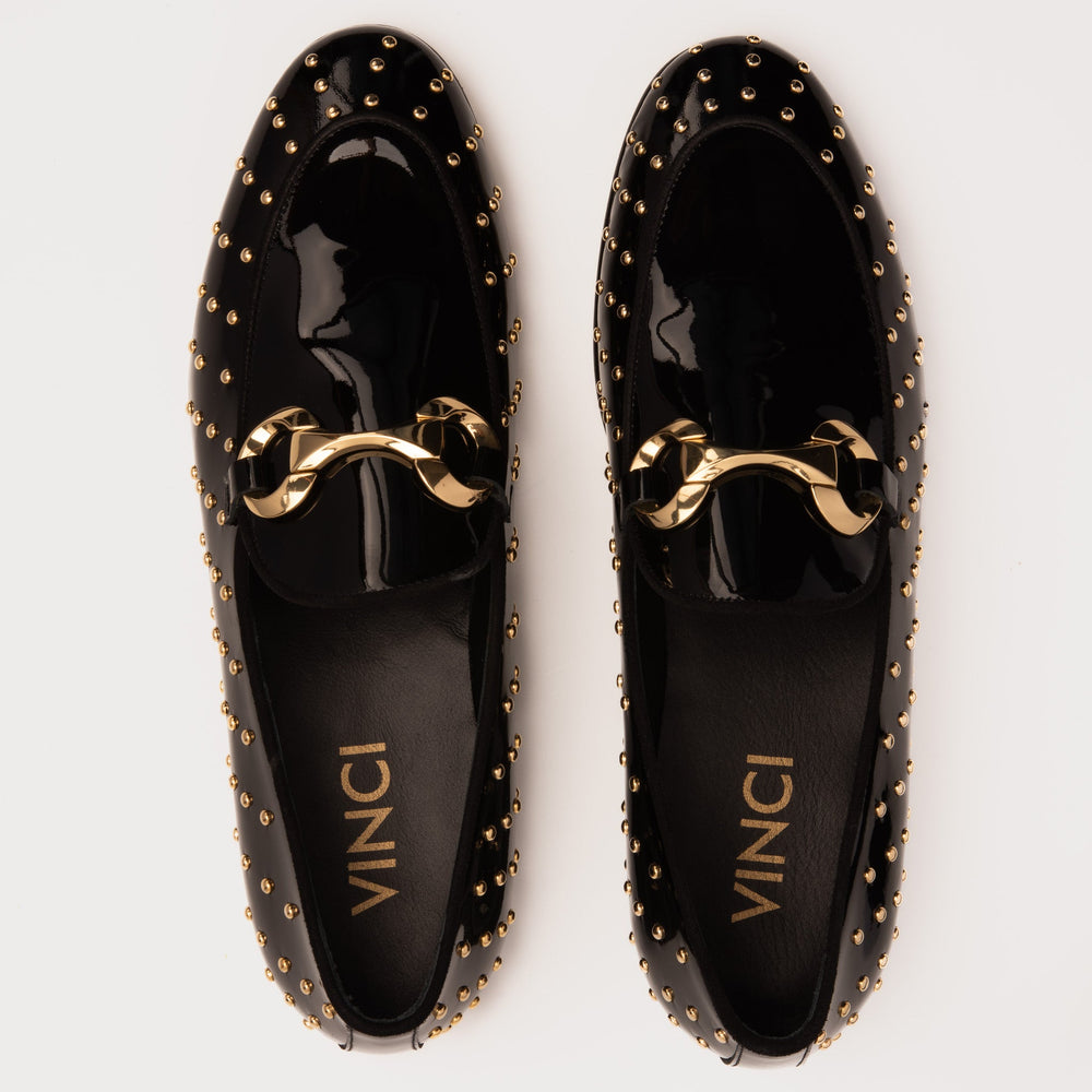 The Jupiter  Shoe Black Spike Leather  Bit Dress Loafer Limited Edition  Shoe - Vinci Leather