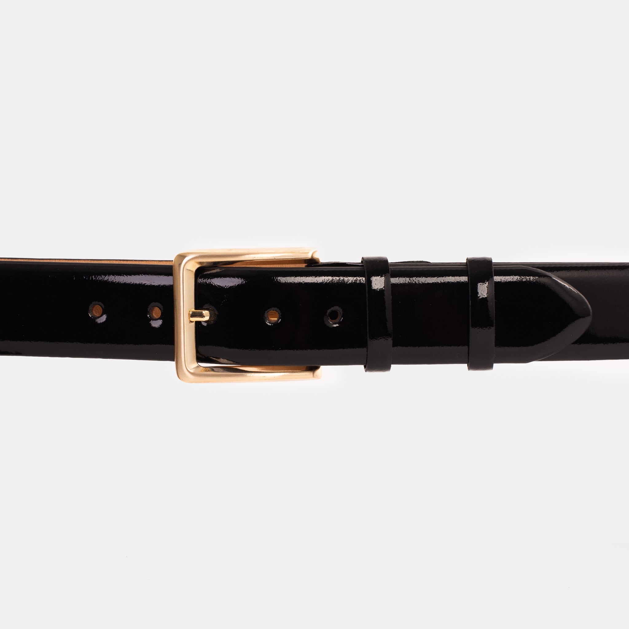 The Jupiter Black Patent Spike Leather Belt - Vinci Leather
