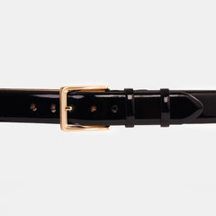 The Jupiter Black Patent Spike Leather Belt - Vinci Leather