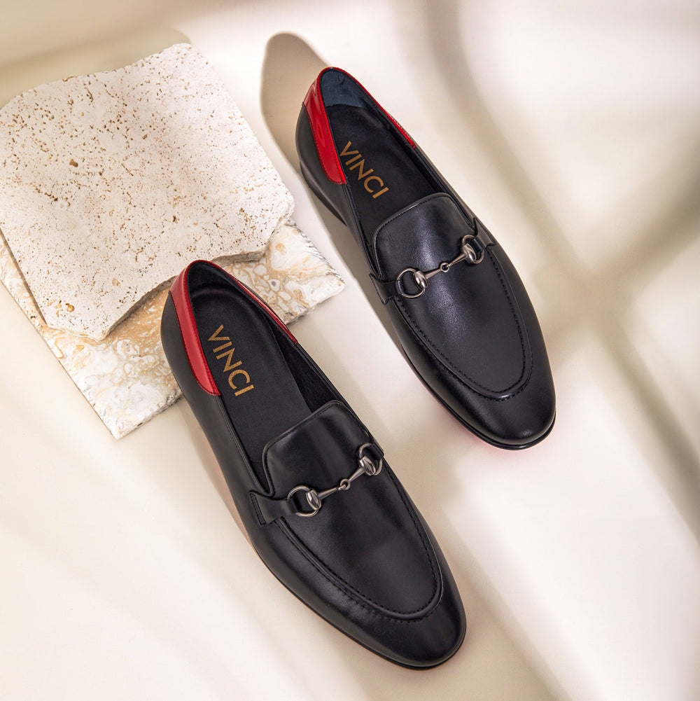 The Maratea Black Leather shoe Bit Loafer  Shoe - Vinci Leather