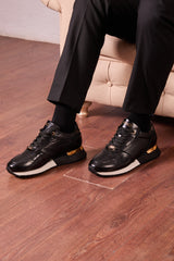 The Empire Black Leather Sneaker - Vinci Leather