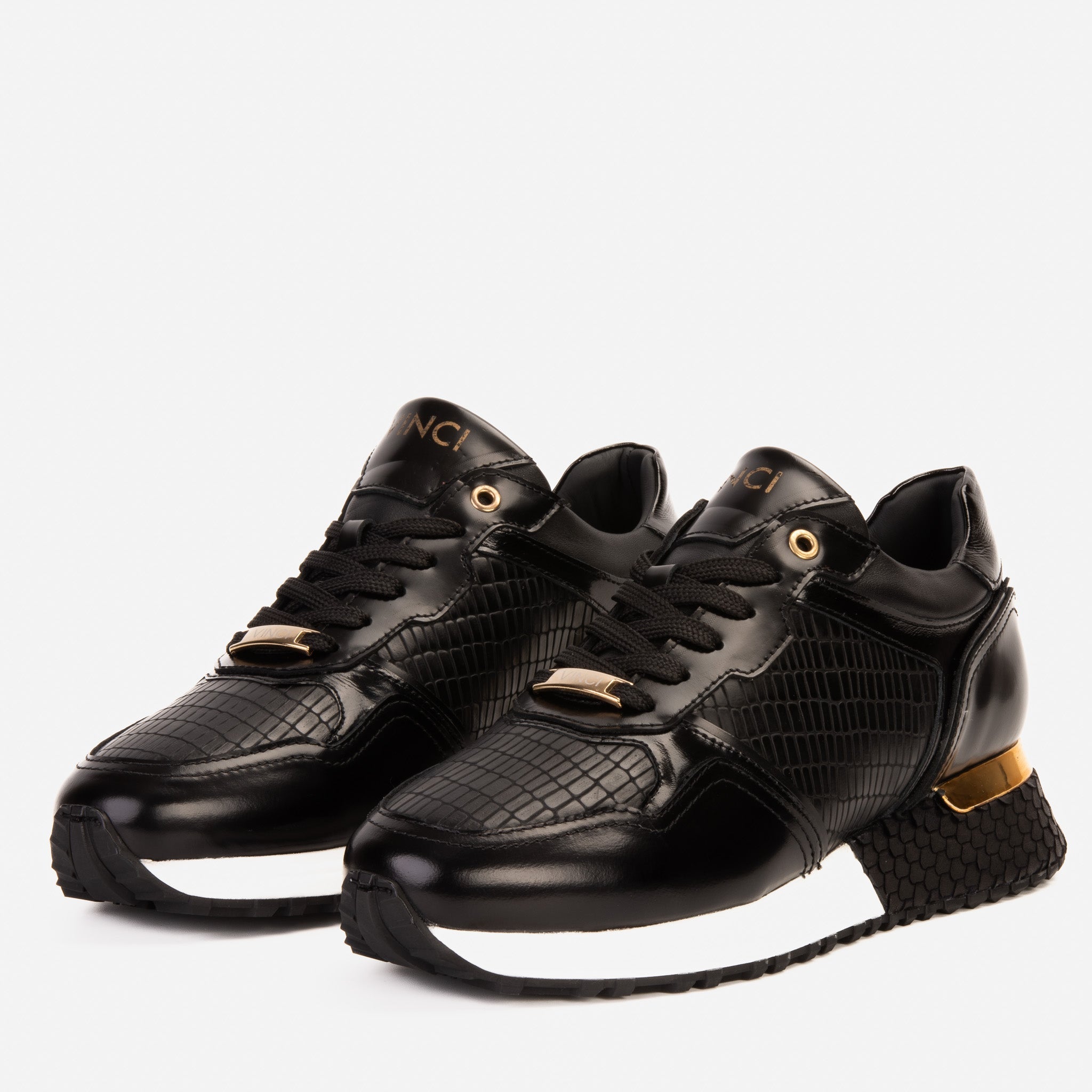 The Empire Black Leather Sneaker - Vinci Leather