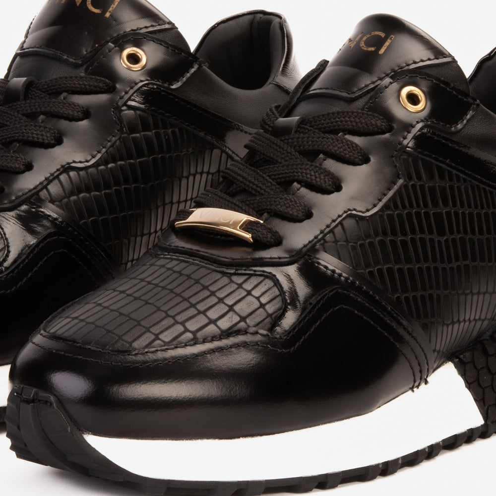 The Empire Black Leather Sneaker - Vinci Leather