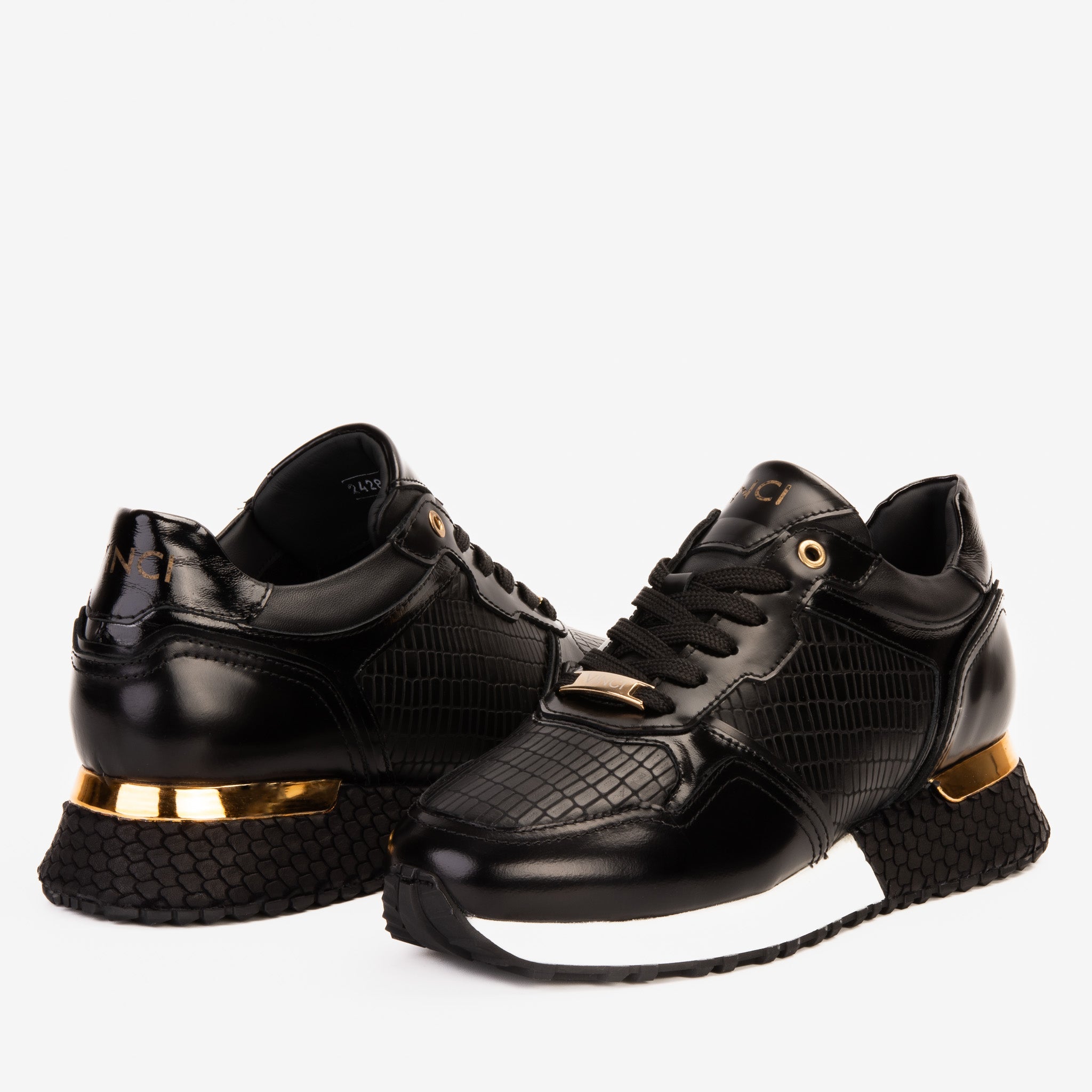 The Empire Black Leather Sneaker - Vinci Leather